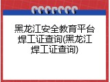 黑龙江安全教育平台焊工证查询(黑龙江焊工证查询)