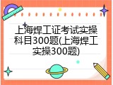 上海焊工证考试实操科目300题(上海焊工实操300题)