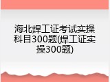 海北焊工证考试实操科目300题(焊工证实操300题)