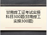 甘南焊工证考试实操科目300题(甘南焊工实操300题)