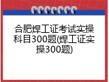 合肥焊工证考试实操科目300题(焊工证实操300题)