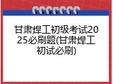 甘肃焊工初级考试2025必刷题(甘肃焊工初试必刷)