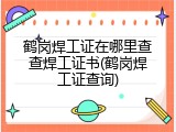 鹤岗焊工证在哪里查查焊工证书(鹤岗焊工证查询)