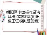 朝阳区电焊操作证考试模拟题答案(朝阳焊工证模拟题答案)