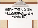 濮阳焊工证多久能在网上查出来(焊工证网上查询时间)