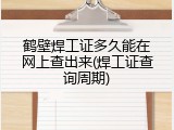 鹤壁焊工证多久能在网上查出来(焊工证查询周期)