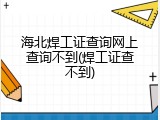 海北焊工证查询网上查询不到(焊工证查不到)