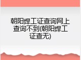 朝阳焊工证查询网上查询不到(朝阳焊工证查无)