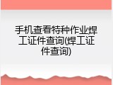 手机查看特种作业焊工证件查询(焊工证件查询)