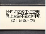 沙坪坝区焊工证查询网上查询不到(沙坪坝焊工证查不到)