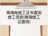 青海电焊工证书查询焊工信息(青海焊工证查询)