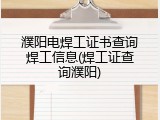 濮阳电焊工证书查询焊工信息(焊工证查询濮阳)