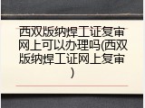 西双版纳焊工证复审网上可以办理吗(西双版纳焊工证网上复审)
