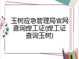 玉树应急管理局官网查询焊工证(焊工证查询玉树)
