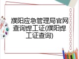 濮阳应急管理局官网查询焊工证(濮阳焊工证查询)