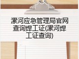 漯河应急管理局官网查询焊工证(漯河焊工证查询)