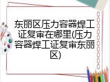 东丽区压力容器焊工证复审在哪里(压力容器焊工证复审东丽区)