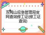 双鸭山应急管理局官网查询焊工证(焊工证查询)