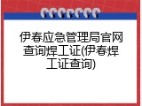伊春应急管理局官网查询焊工证(伊春焊工证查询)