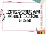 辽阳应急管理局官网查询焊工证(辽阳焊工证查询)
